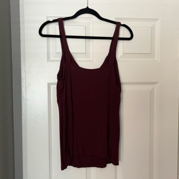 Burgundy Ann Taylor Loft Deep V Tank top - Size Large - Picture 5 of 6